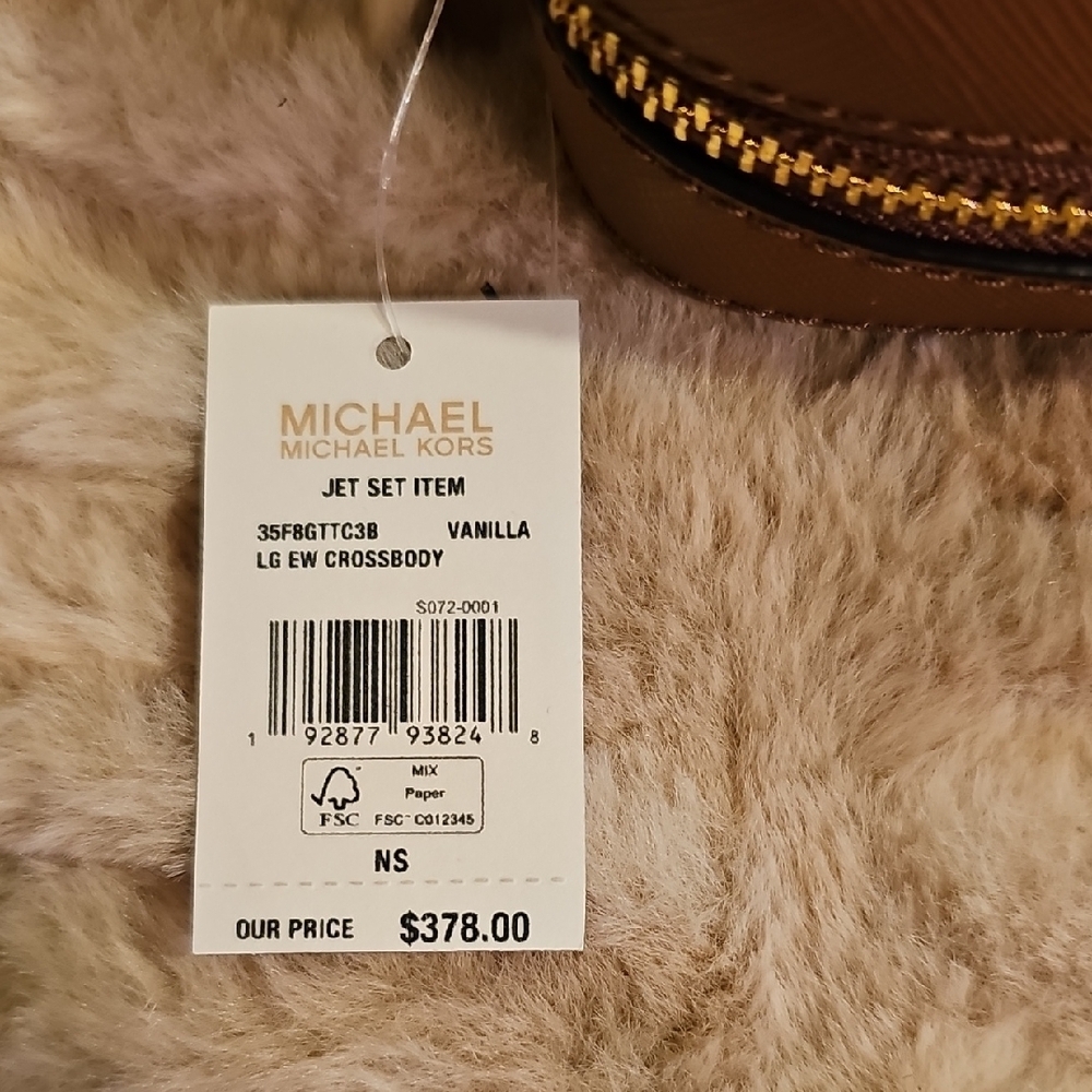 Michael Kors White and Brown MK Jetset Crossbody Bag - Picture 3 of 10